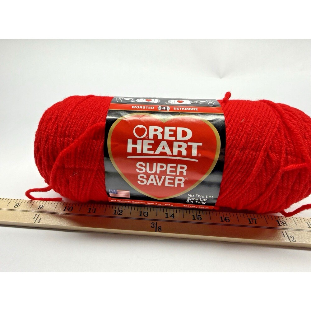 Red Heart Super Saver Yarn Cherry Red 7oz 364 Yards Worsted Acrylic